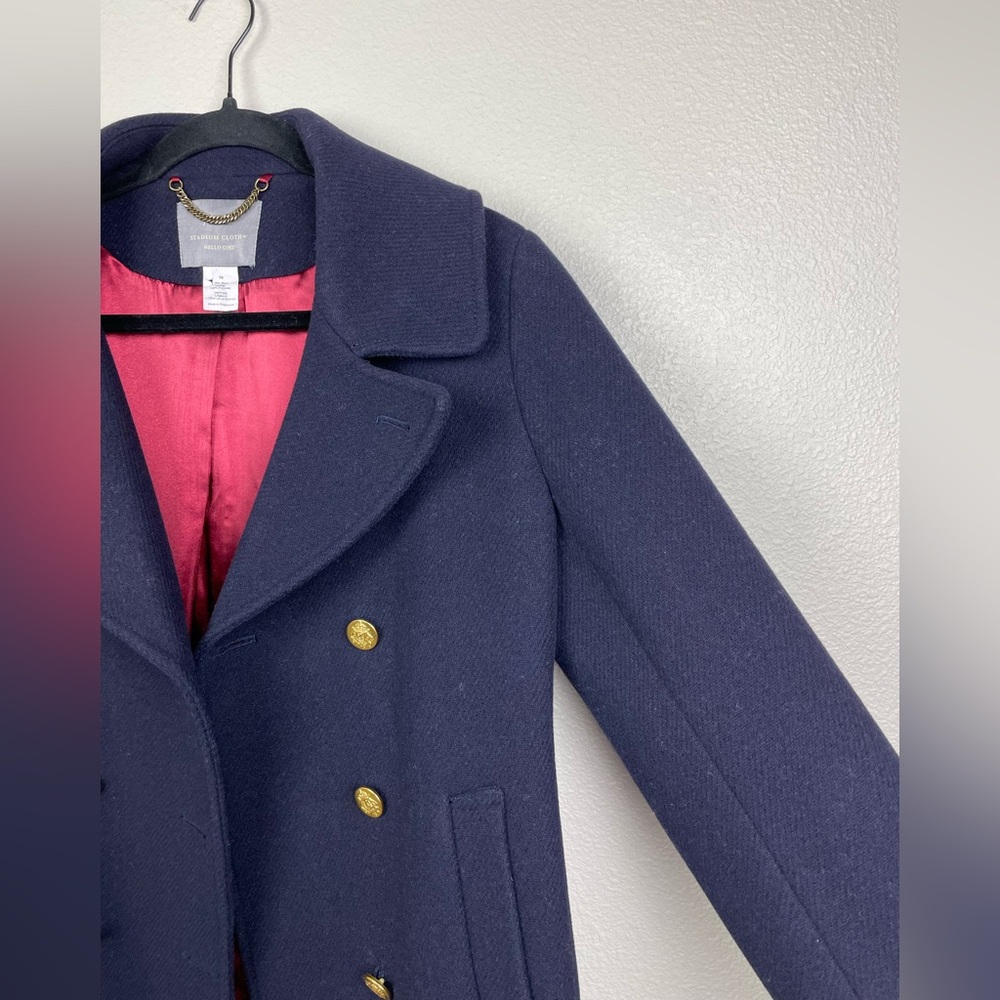 J.CREW Women's 10 Stadium Cloth by Nello Gori Peacoat Navy Wool Double Breasted - Picture 7 of 16